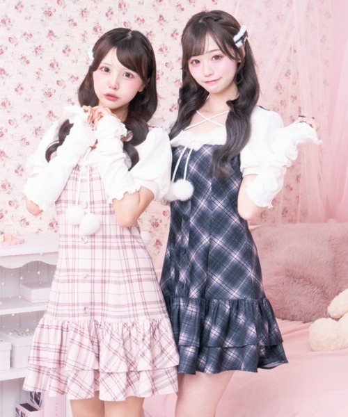 LAFARY(ラファリー)の「ポンポンティアードワンピース(ワンピース・レディース・グレー/ピンク/ブラック・FREE)」の9枚目の写真