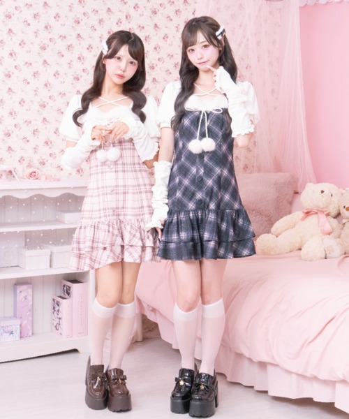 LAFARY(ラファリー)の「ポンポンティアードワンピース(ワンピース・レディース・グレー/ピンク/ブラック・FREE)」の10枚目の写真
