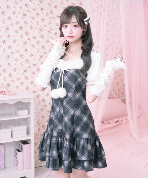 LAFARY(ラファリー)の「ポンポンティアードワンピース(ワンピース・レディース・グレー/ピンク/ブラック・FREE)」の19枚目の写真