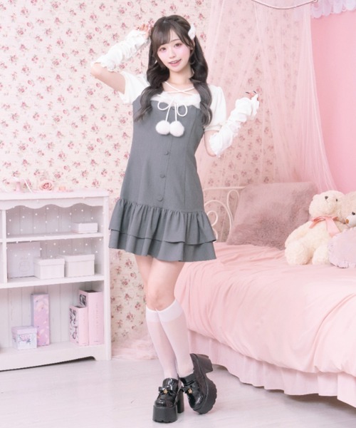 LAFARY(ラファリー)の「ポンポンティアードワンピース(ワンピース・レディース・グレー/ピンク/ブラック・FREE)」の21枚目の写真