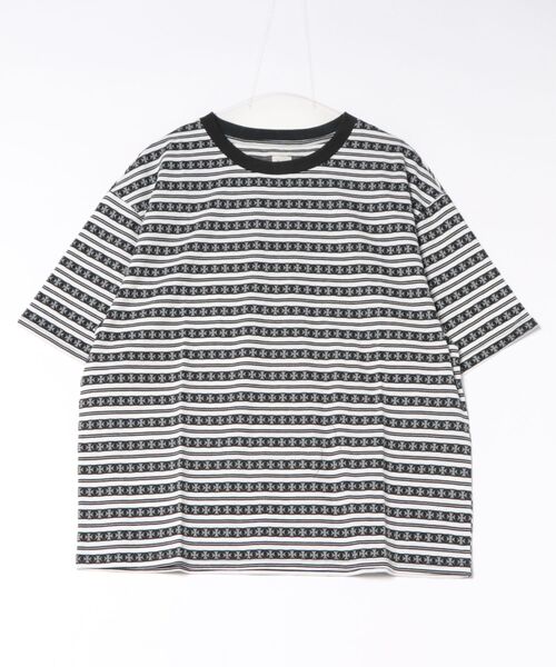Revo.(レボ)の「Revo. クロスジャガード オールドイングリッシュ ボーダーTシャツ(Tシャツ/カットソー・メンズ・ホワイト/ブラック/ワイン・1/2)」の12枚目の写真