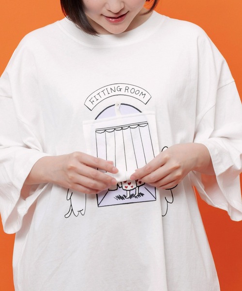 ScoLar Parity(スカラーパリティ)の「362132:試着室の秘密 お着替え中クマ柄Tシャツ(Tシャツ/カットソー・レディース・チャコールグレー/オフホワイト/パープル・M)」の9枚目の写真