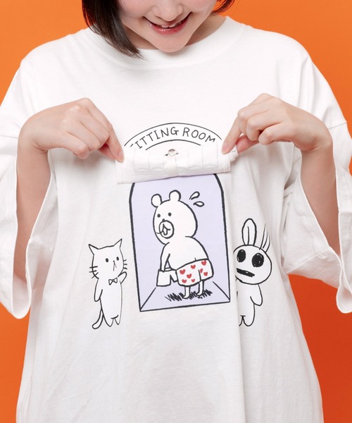 ScoLar Parity(スカラーパリティ)の「362132:試着室の秘密 お着替え中クマ柄Tシャツ(Tシャツ/カットソー・レディース・チャコールグレー/オフホワイト/パープル・M)」の10枚目の写真