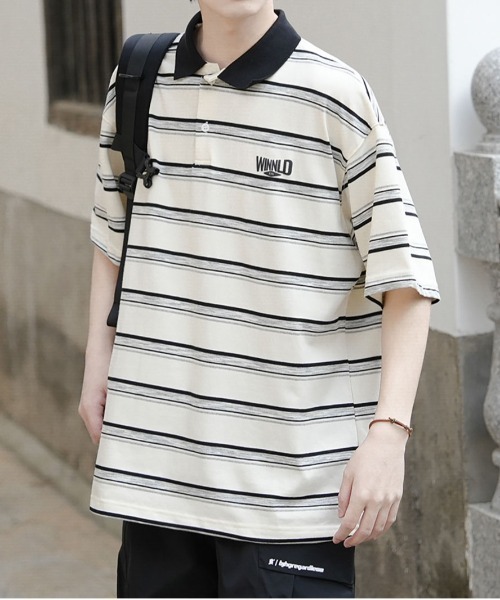 DOUBLE STEAL(ダブルスティール)の「DSマルチボーダーポロTEE(ポロシャツ・メンズ・レッド/ホワイト/グリーン・LARGE/MEDIUM/X-LARGE)」の1枚目の写真