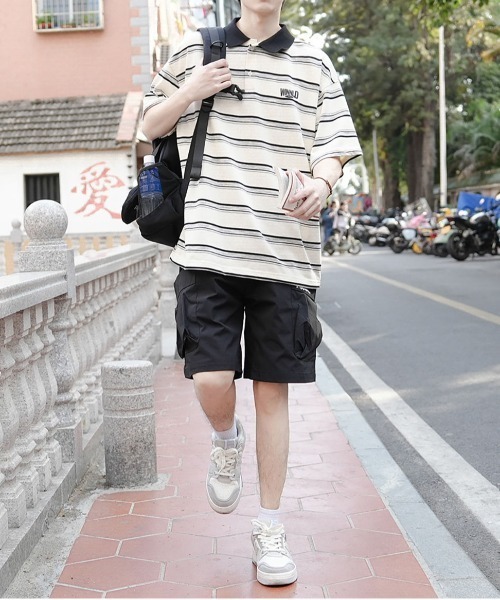 DOUBLE STEAL(ダブルスティール)の「DSマルチボーダーポロTEE(ポロシャツ・メンズ・レッド/ホワイト/グリーン・LARGE/MEDIUM/X-LARGE)」の7枚目の写真