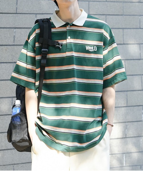 DOUBLE STEAL(ダブルスティール)の「DSマルチボーダーポロTEE(ポロシャツ・メンズ・レッド/ホワイト/グリーン・LARGE/MEDIUM/X-LARGE)」の8枚目の写真