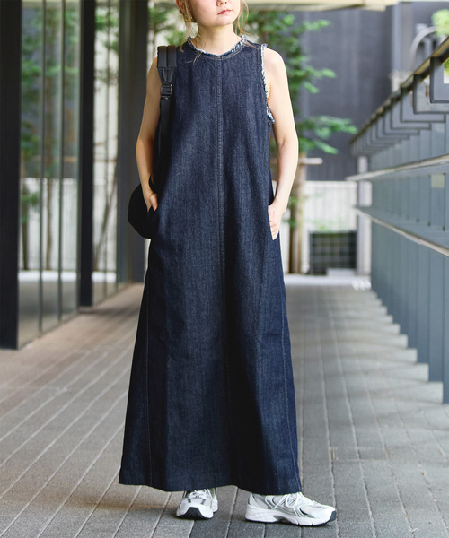 B.C STOCK(ベーセーストック)の「ウォッシャブル / DU JOUR / デュ ジュール JEAN TANK DRESS(ワンピース・レディース・ブラックミックス/ネイビー・FREE)」の2枚目の写真