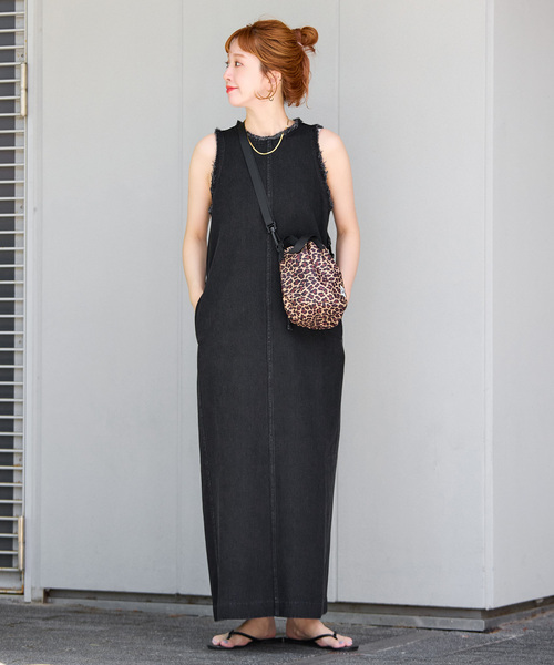 B.C STOCK(ベーセーストック)の「ウォッシャブル / DU JOUR / デュ ジュール JEAN TANK DRESS(ワンピース・レディース・ブラックミックス/ネイビー・FREE)」の3枚目の写真
