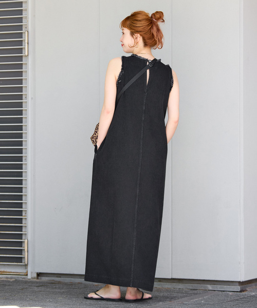 B.C STOCK(ベーセーストック)の「ウォッシャブル / DU JOUR / デュ ジュール JEAN TANK DRESS(ワンピース・レディース・ブラックミックス/ネイビー・FREE)」の5枚目の写真