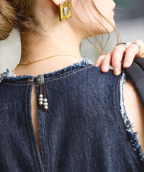 B.C STOCK(ベーセーストック)の「ウォッシャブル / DU JOUR / デュ ジュール JEAN TANK DRESS(ワンピース・レディース・ブラックミックス/ネイビー・FREE)」の9枚目の写真
