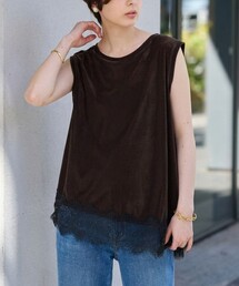 Rouge vif Anna（ルージュヴィフアンナ）の「シアーベロアノースリーブヘムレースカットソー（Tシャツ/カットソー）」