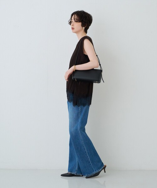 Rouge vif Anna(ルージュヴィフアンナ)の「シアーベロアノースリーブヘムレースカットソー(Tシャツ/カットソー・レディース・ブラック/ダークブラウン・フリー)」の20枚目の写真