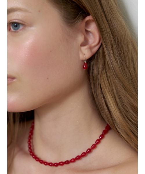 LOVE ME MONSTER（ラブミーモンスター）の「[Silver] Red Drop Jade Earrings (L262MER020)（ピアス（両耳用）・レディース・レッド・FREE）」の2枚目の写真