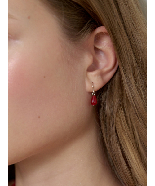 LOVE ME MONSTER（ラブミーモンスター）の「[Silver] Red Drop Jade Earrings (L262MER020)（ピアス（両耳用）・レディース・レッド・FREE）」の3枚目の写真