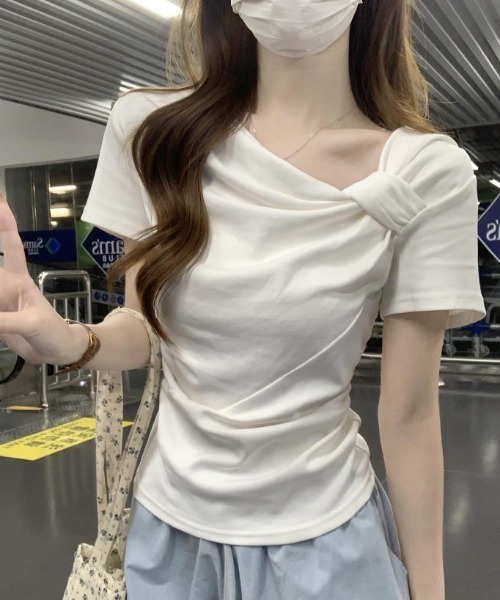 semplice（センプリチェ）の「Ｔシャツ【韓国ファッション】（Tシャツ/カットソー・レディース・ホワイト/ピンク/ブルー・F）」の11枚目の写真