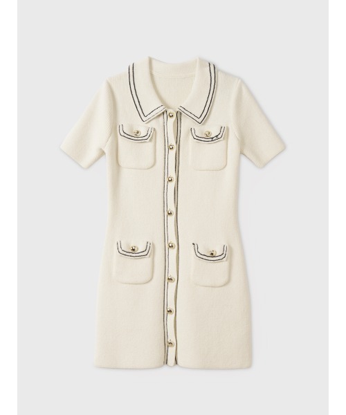 EIMY ISTOIRE（エイミーイストワール）の「【WEB限定カラーあり】E.M ATELIER.KNIT MINI DRESS（ワンピース・レディース・ホワイト/ブラック/ベージュ・FREE）」の9枚目の写真