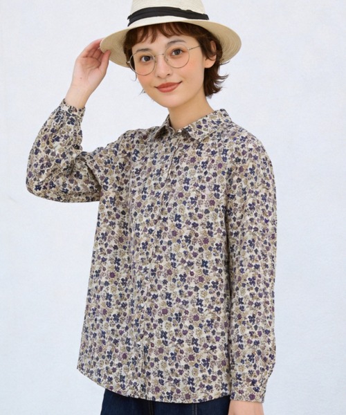 Sew loop(ソーループ)の「綿100%花柄プリント長袖ブラウス(シャツ/ブラウス・レディース・ベージュ系その他・M/L)」の1枚目の写真