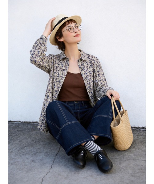 Sew loop(ソーループ)の「綿100%花柄プリント長袖ブラウス(シャツ/ブラウス・レディース・ベージュ系その他・M/L)」の7枚目の写真