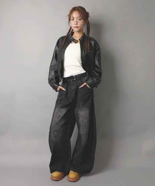 SPINNS(スピンズ)の「長袖カットソー/スタッズ/ストリート女子(Tシャツ/カットソー・レディース・オフホワイト/ボルドー/カーキ/ブラック・ONESIZE)」の19枚目の写真