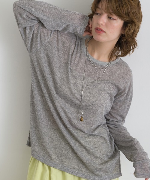 le colis(ルコリ)の「シアー ゆる ロンTEE(Tシャツ/カットソー・レディース・ブラック/杢グレー/オフホワイト・FREE)」の3枚目の写真