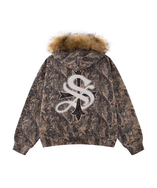 SUPPLIER(サプライヤー)の「ジップフーディ|Tree Camo Faux Fur Cross Zip Hoodie|SUPPLIER(パーカー・メンズ・ブラウン系カモフラージュ・MEDIUM/LARGE/X-LARGE/SMALL)」の9枚目の写真