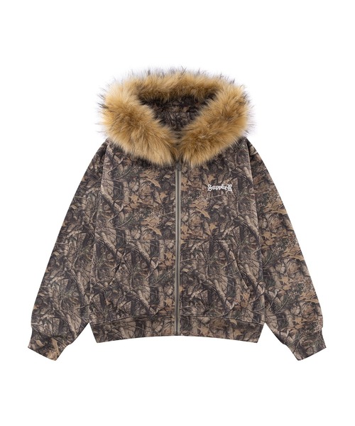 SUPPLIER(サプライヤー)の「ジップフーディ|Tree Camo Faux Fur Cross Zip Hoodie|SUPPLIER(パーカー・メンズ・ブラウン系カモフラージュ・MEDIUM/LARGE/X-LARGE/SMALL)」の8枚目の写真