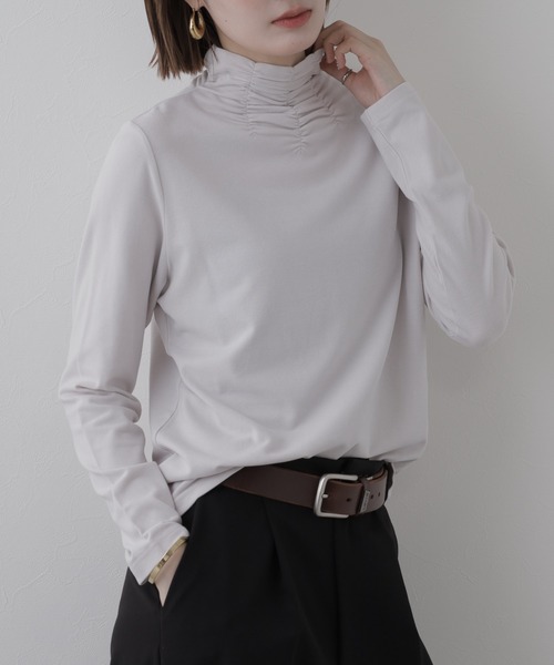 FUNALIVE(ファンアライブ)の「MANIN ボトルネックカットソー 長袖(Tシャツ/カットソー・レディース・ボルドー/ベージュ/ライトグレー・M)」の16枚目の写真