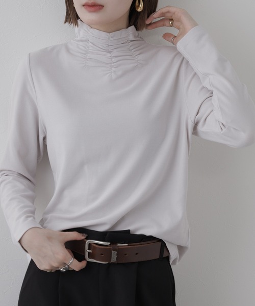 FUNALIVE(ファンアライブ)の「MANIN ボトルネックカットソー 長袖(Tシャツ/カットソー・レディース・ボルドー/ベージュ/ライトグレー・M)」の7枚目の写真