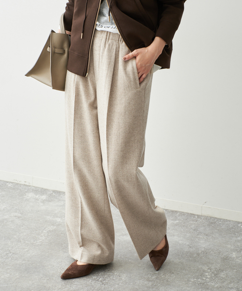 Spick & Span(スピックアンドスパン)の「《手洗い可 / 》ウォッシャブルツイードイージーパンツ(その他パンツ・レディース・アイボリー/ベージュ/チャコールグレー・38/36)」の3枚目の写真