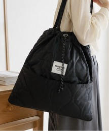 【巾着&トート2WAY・外内ポケット付き】ドロストキルト2WAYトート -たっぷり荷物もおしゃれに持てるキルティングバッグ