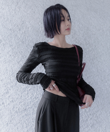 LUUL クリンクル ウェーブ Tシャツ(ブラック)