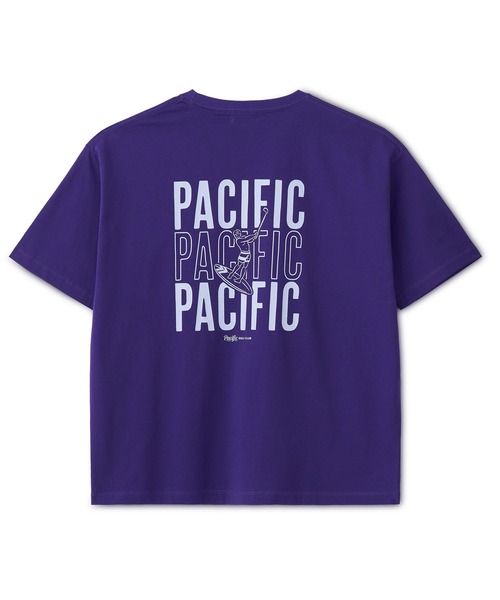 Pacific GOLF CLUB(パシフィックゴルフクラブ)の「TRIPLE PACIFIC LOGO T-SHIRT(Tシャツ/カットソー・メンズ・ホワイト/チャコールグレー/パープル・M/L/XL)」の1枚目の写真