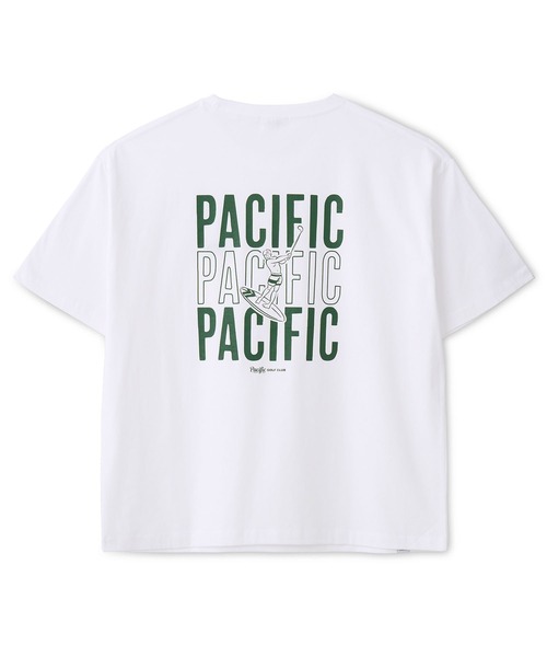 Pacific GOLF CLUB(パシフィックゴルフクラブ)の「TRIPLE PACIFIC LOGO T-SHIRT(Tシャツ/カットソー・メンズ・ホワイト/チャコールグレー/パープル・M/L/XL)」の2枚目の写真