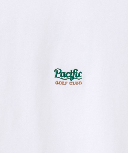 Pacific GOLF CLUB(パシフィックゴルフクラブ)の「TRIPLE PACIFIC LOGO T-SHIRT(Tシャツ/カットソー・メンズ・ホワイト/チャコールグレー/パープル・M/L/XL)」の5枚目の写真
