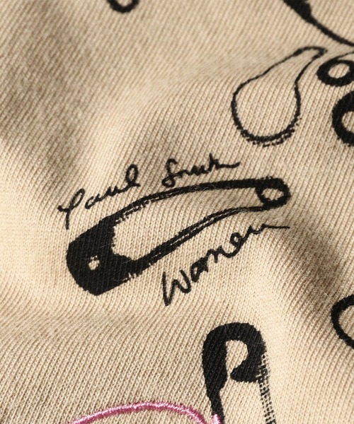 Paul Smith(ポールスミス)の「ウィメンズ "Safty Pins" 長袖Tシャツ / 265229 227V(Tシャツ/カットソー・レディース・ライトベージュ/グレイッシュブルー・MEDIUM)」の9枚目の写真