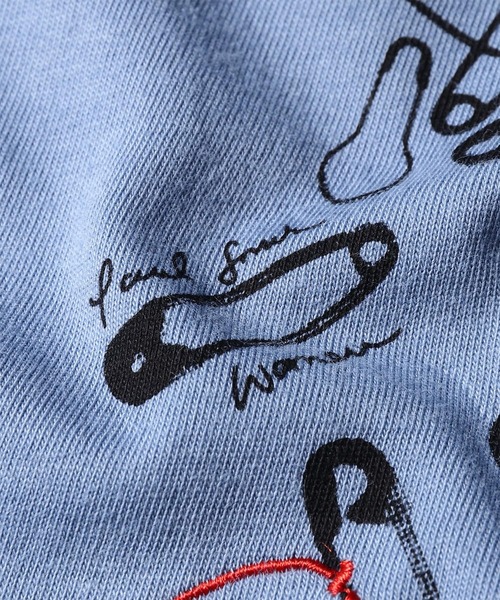 Paul Smith(ポールスミス)の「ウィメンズ "Safty Pins" 長袖Tシャツ / 265229 227V(Tシャツ/カットソー・レディース・ライトベージュ/グレイッシュブルー・MEDIUM)」の6枚目の写真