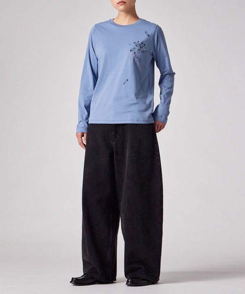 Paul Smith(ポールスミス)の「ウィメンズ "Safty Pins" 長袖Tシャツ / 265229 227V(Tシャツ/カットソー・レディース・ライトベージュ/グレイッシュブルー・MEDIUM)」の12枚目の写真