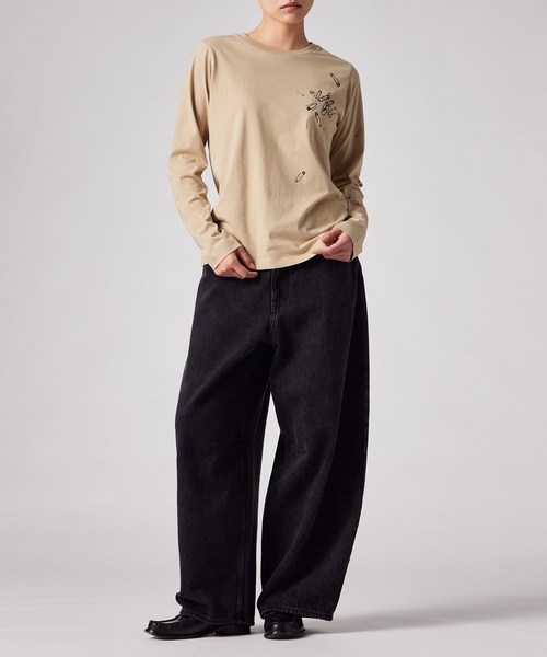 Paul Smith(ポールスミス)の「ウィメンズ "Safty Pins" 長袖Tシャツ / 265229 227V(Tシャツ/カットソー・レディース・ライトベージュ/グレイッシュブルー・MEDIUM)」の15枚目の写真