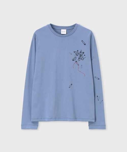 Paul Smith(ポールスミス)の「ウィメンズ "Safty Pins" 長袖Tシャツ / 265229 227V(Tシャツ/カットソー・レディース・ライトベージュ/グレイッシュブルー・MEDIUM)」の4枚目の写真