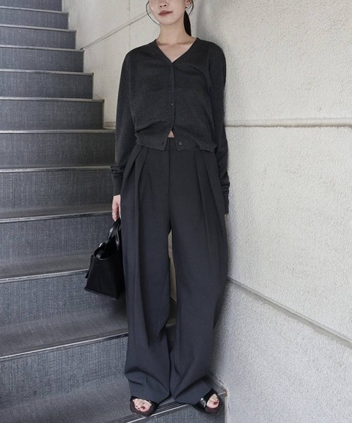 TODAYFUL（トゥデイフル）の「[TODAYFUL/トゥデイフル]Bonding Wide Trousers/ボンディングワイドトラウザーズ/スラックス/ワイドパンツ（スラックス・レディース・ダークグレー/ブラック/カーキ・36/38）」の6枚目の写真
