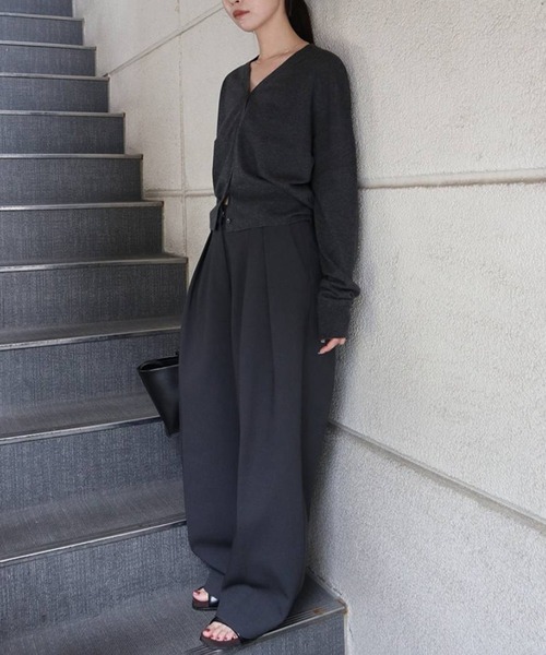 TODAYFUL（トゥデイフル）の「[TODAYFUL/トゥデイフル]Bonding Wide Trousers/ボンディングワイドトラウザーズ/スラックス/ワイドパンツ（スラックス・レディース・ダークグレー/ブラック/カーキ・36/38）」の7枚目の写真