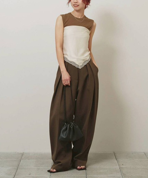 TODAYFUL（トゥデイフル）の「[TODAYFUL/トゥデイフル]Bonding Wide Trousers/ボンディングワイドトラウザーズ/スラックス/ワイドパンツ（スラックス・レディース・ダークグレー/ブラック/カーキ・36/38）」の22枚目の写真