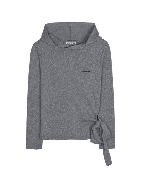NICK&NICOLE(ニックアンドニコール)の「ストラップ付きフード長袖トップス_チャコール(Tシャツ/カットソー・レディース・チャコール・FREE)」の4枚目の写真