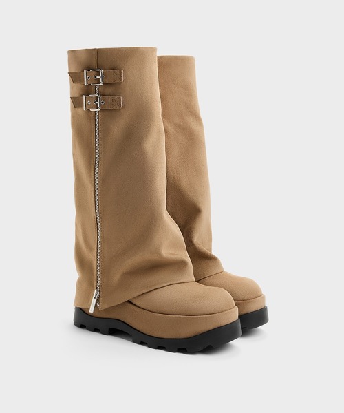 CHARLES & KEITH(チャールズ & キース)の「Barron バロン プラットフォーム ロングブーツ(ブーツ・レディース・サンドベージュ/ブラック系その他2・22.5cm/23cm)」の12枚目の写真
