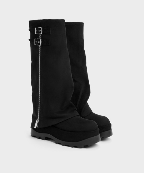 CHARLES & KEITH(チャールズ & キース)の「Barron バロン プラットフォーム ロングブーツ(ブーツ・レディース・サンドベージュ/ブラック系その他2・22.5cm/23cm)」の5枚目の写真