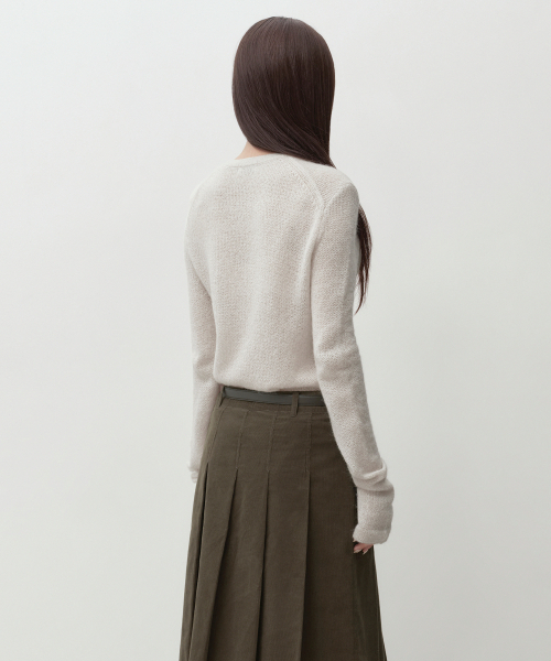 MUSINSA STANDARD WOMAN（ムシンサスタンダードウーマン）の「ウィメンズシアーテクスチャークルネックニット[ライトグレー]（ニット/セーター・レディース・その他・LARGE/MEDIUM/SMALL/X-SMALL）」の2枚目の写真