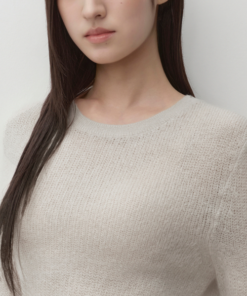 MUSINSA STANDARD WOMAN（ムシンサスタンダードウーマン）の「ウィメンズシアーテクスチャークルネックニット[ライトグレー]（ニット/セーター・レディース・その他・LARGE/MEDIUM/SMALL/X-SMALL）」の3枚目の写真