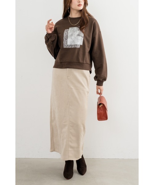 M.deux(エムドゥ)の「ベロアデニムストレートスカート(スカート・レディース・ネイビー/オフホワイト・MEDIUM)」の10枚目の写真
