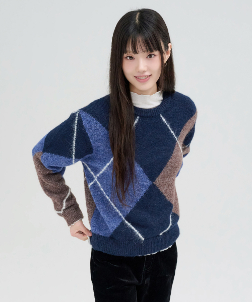 CHASECULT（チェイスカルト）の「レディース アーガイルセーター-FFRG5278D04（ニット/セーター・レディース・ネイビー・90/85）」の5枚目の写真