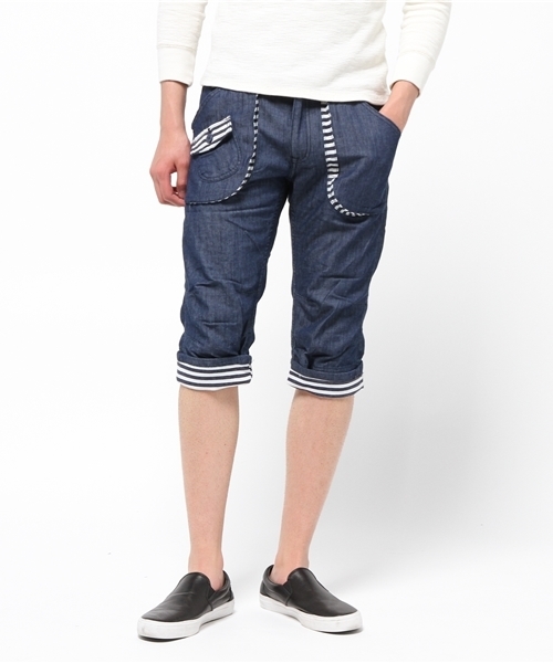 WEGO（ウィゴー）の「WEGO/ウエストリブクロップドパンツ（デニムパンツ・メンズ・ホワイト/ネイビー/ベージュ・MEDIUM/LARGE）」の14枚目の写真